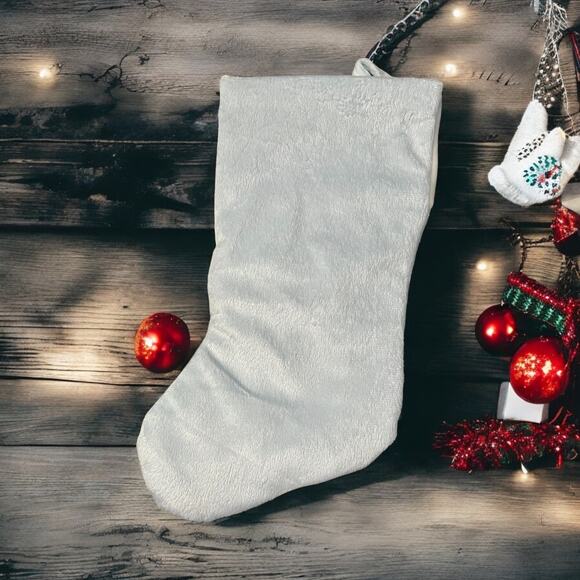 Baby's 1st Christmas Stocking-Blue Teddy Bear-Soft Plush-Corduroy Gingham Bear - Picture 4 of 6